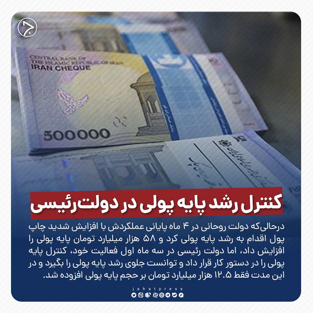 کنترل رشد پایه پولی در دولت‌رئیسی