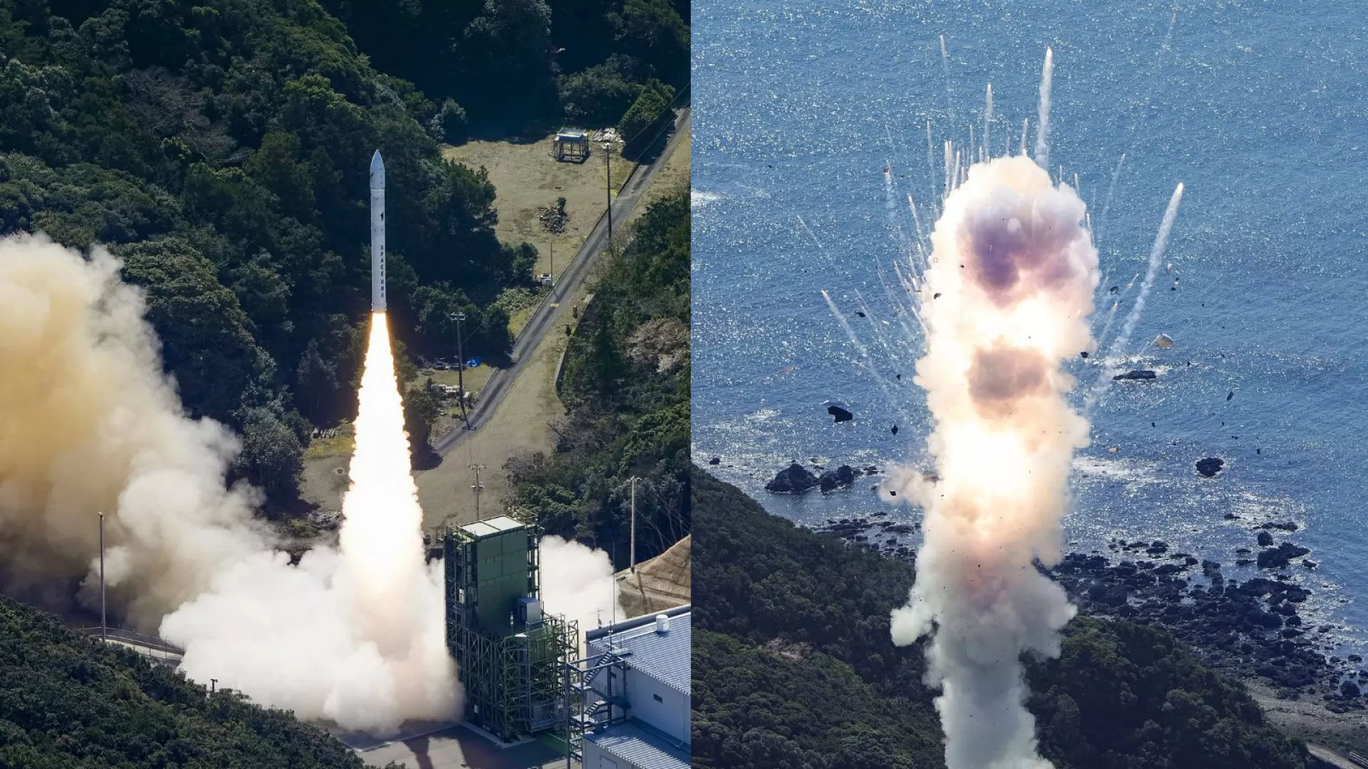 لحظه انفجار موشک ماهواره بر ژاپن